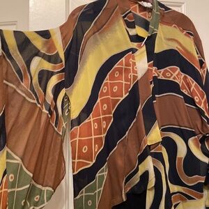 Open drape light jacket. Silk like rayon XL